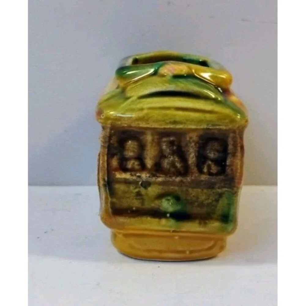 Vintage San Francisco Cable Car Ceramic Planter Toothpick Holder Souvenir MCM